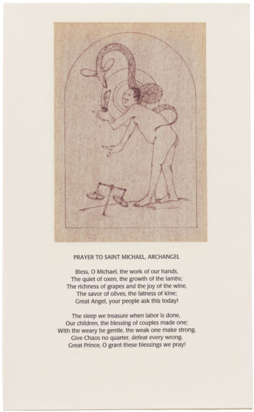 drawing, Plague Sheets: 9-Saint Michael, by Harold Keller