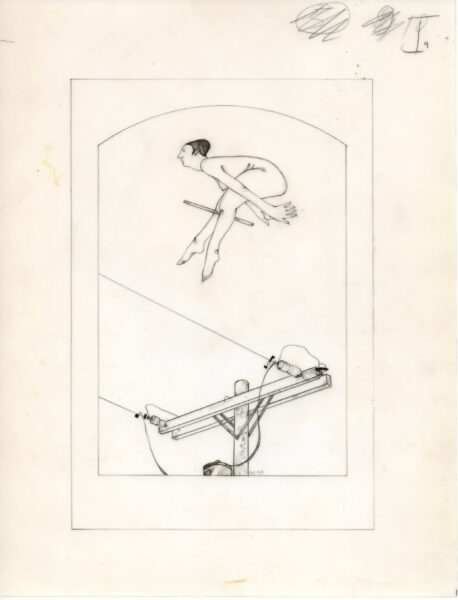 drawing, The Flight to the Sabbat over Rte.29: 9I, by Harold Keller