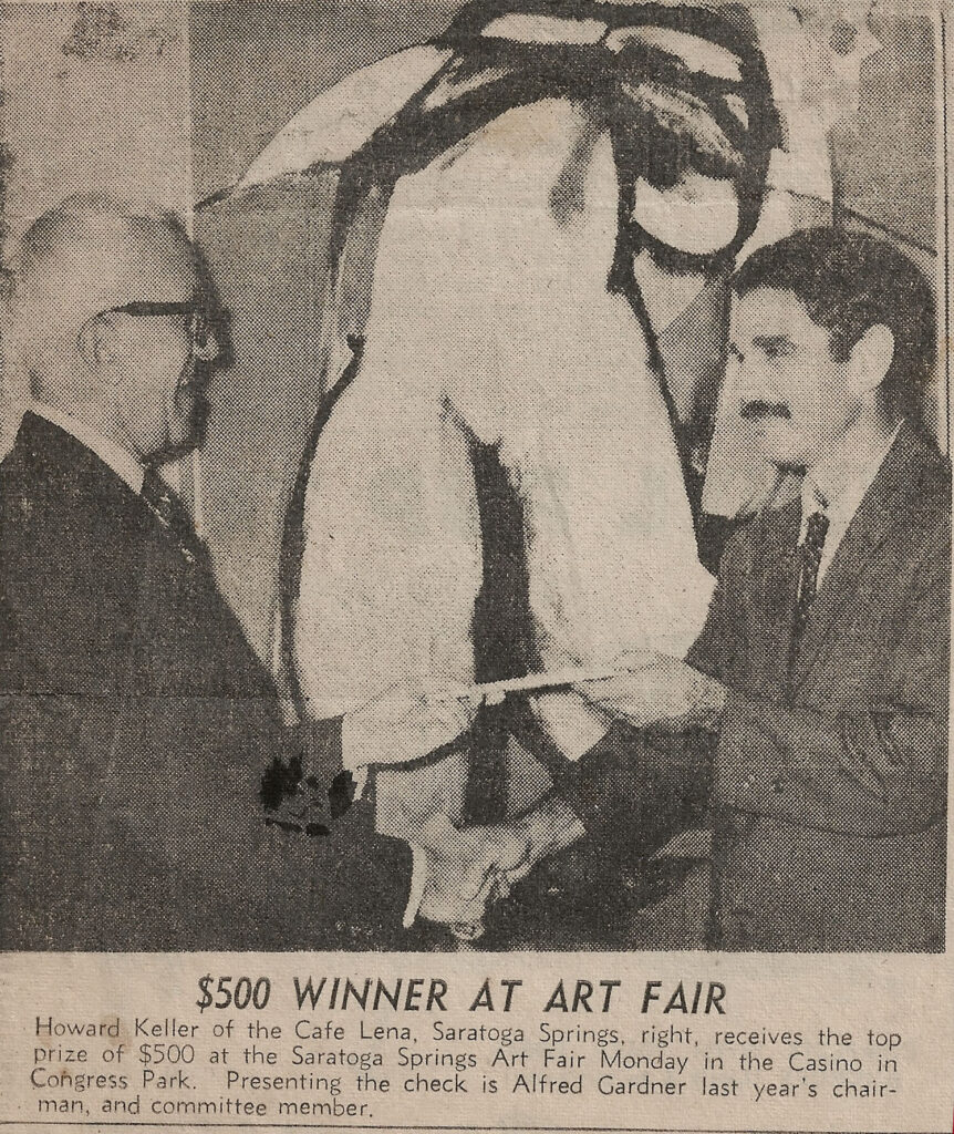 Newspaper feature, Art Fair Winner, Saratoga Springs, 1964
