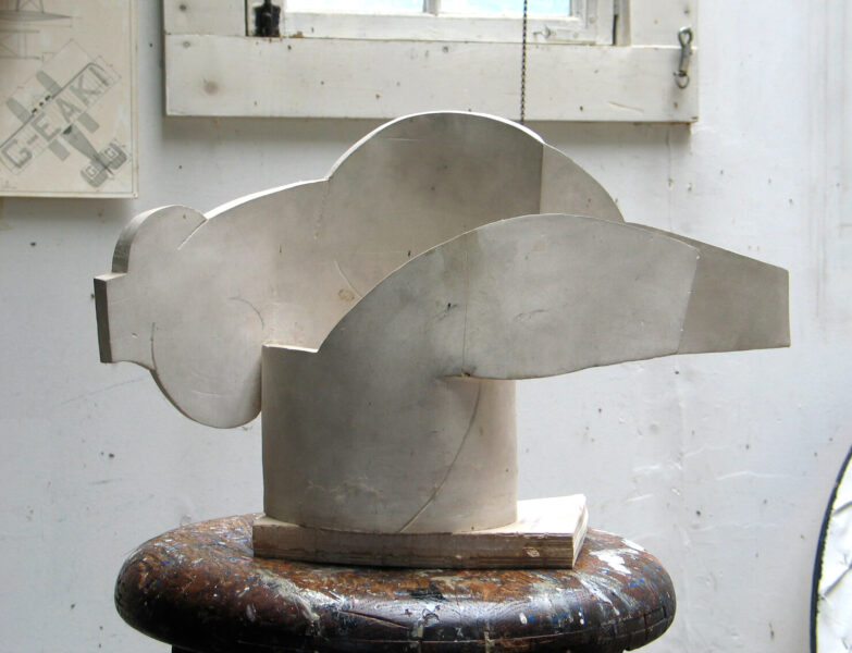 ceramic piece, Reclining Figure, by Harold Keller.