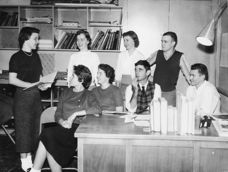 photograph, Harold Keller with his Fort Smith Junior College students, 1957