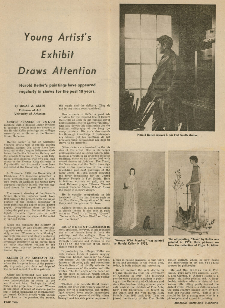 Young Artist's Exhibit Draws Attention, By Edgar A. Albin, Arkansas Democrat Magazine, 1961