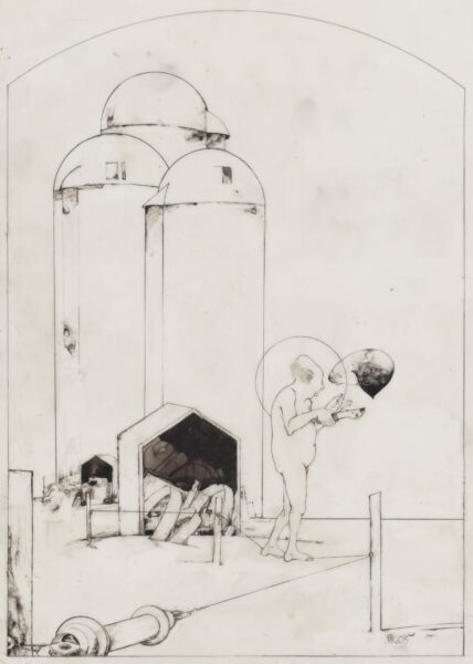 drawing, St. Michael and Satan, Harold Keller