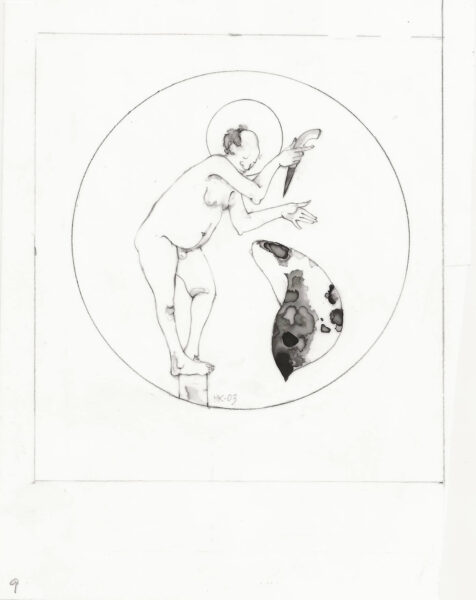 drawing, The Archangel Michael (with dibber) - 9, Harold Keller