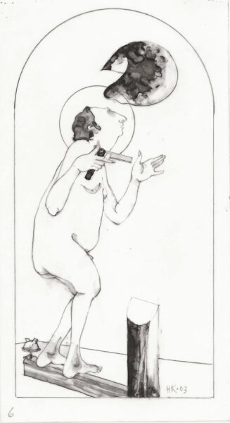 drawing, The Archangel Michael (with razor)-6, Harold Keller